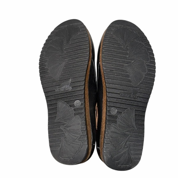 Dansko NWOT Merrin Black Waxy Milled Pebbled Leather Y2K Clogs Size 8.5 - Picture 4 of 7